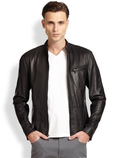 michael kors black leather jacket|michael kors leather jacket men.